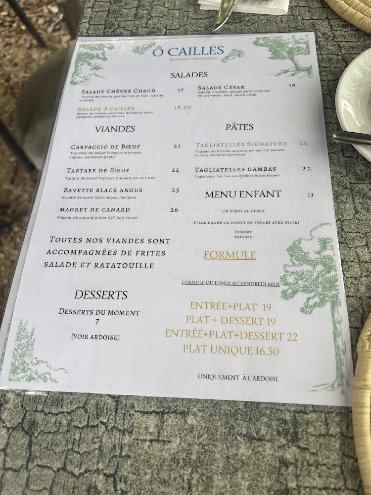 Ô Cailles - Menu Image 3