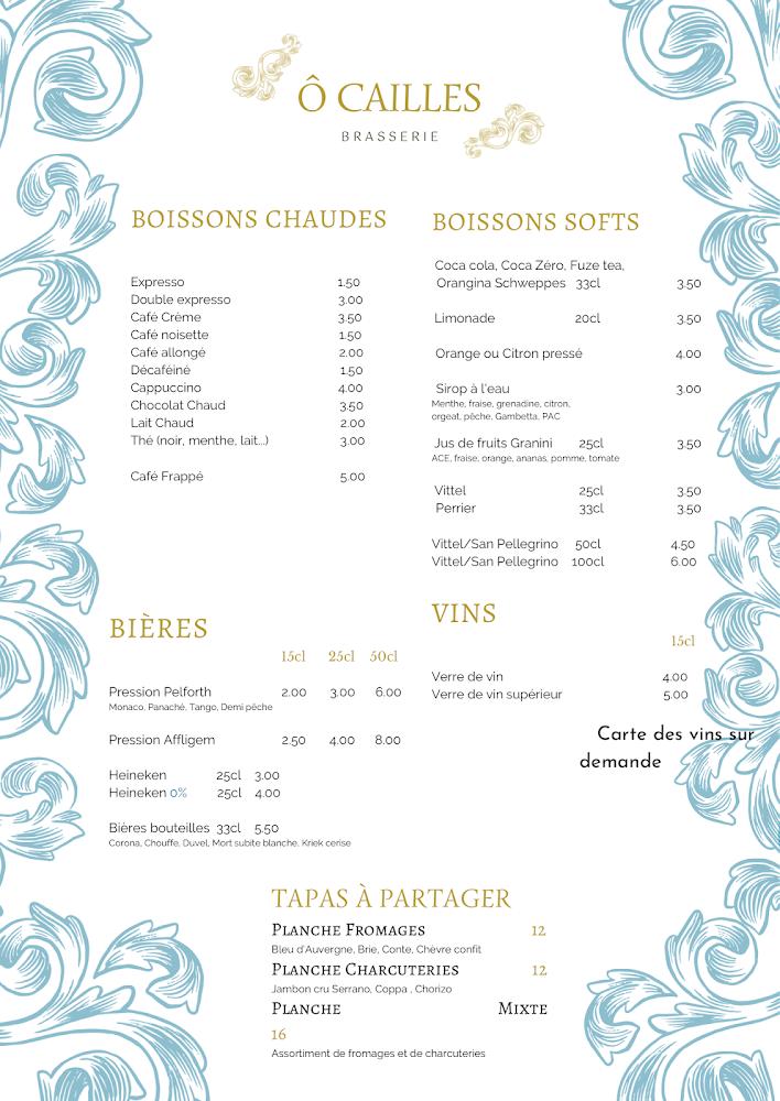 Ô Cailles - Menu Image 4